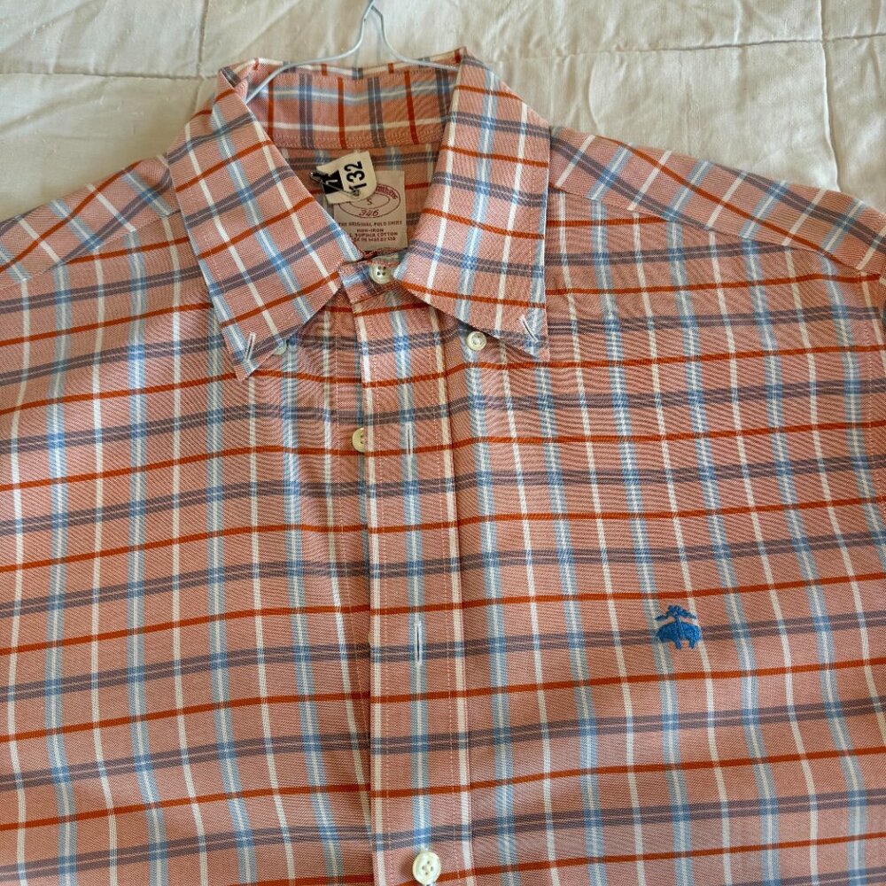 Brooks Brothers Plaid Orange Dress Shirt (size S)